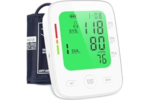 WAJ Medical Blood Pressure Machine for Home Use, Upper Arm 22-42cm Large Cuff Blood Pressure Monitors, LCD Digital Display | 2 * 99 Sets Memory | Heart Rate Monitor