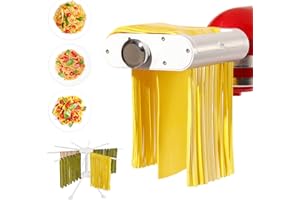 Antree 3-in-1 Roller- und Schneide-Aufsatz-Set für KitchenAid Standmixer, inklusive Nudelblech-Roller, Spaghetti, Fettuccine Cutter Maker, Zubehör und Reinigungsbürste und Pasta Trockengestell