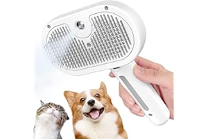 ZIOFY Spray 3 in 1 Steam Brush, Self Cleaning Dog Grooming Steamy Pet Brush with Release Button, Remove Static Flying Hair for Cats and Dogs