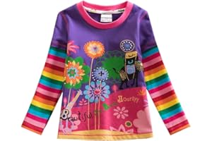 VIKITA Manga Larga Algodón Camisetas T-Shirt Niñas 1-8 años