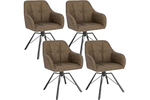 ‎WOLTU WOLTU Esszimmerstuhl drehbar 4er Set, Küchenstuhl, Polsterstuhl, Drehstuhl, bequemer Stuhl mit Armlehnen Rückenlehne, Armlehnenstuhl für Esszimmer Wohnzimmer, mit Kunstlederbezug, Braun