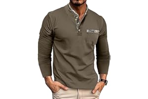 Ryehack Henley Pullover Herren Langarm T Shirt Poloshirt mit Knopfleiste Golf Polohemd Regular Fit S-2XL