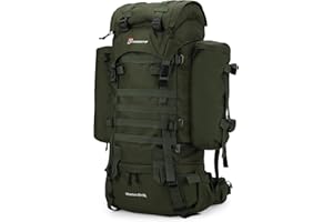 Mardingtop Sac à Dos Militaire 65/65 + 10L Sac à Dos Tactique avec Habillage Pluie pour Trekking/randonnée/Camping/Voyages Sac à Dos…