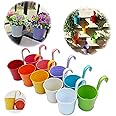 GIOVARA Lot De 10 Pots De Fleurs Suspendus En Métal - Arc-en-Ciel Pour Balcon, Jardin Ou Décoration Intérieure