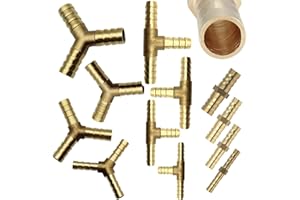 Dancepandas złącze węża paliwowego 20 szt. 3-drożne złącze węża kolczastego mosiężny łącznik do węża do paliwa olej gazowy woda, armatura złącza rur do kampingu i przyczep kempingowych - 6 mm 8 mm 10 mm 12 mm 16 mm