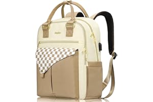 YIORMIOR Rucksack Damen, Schulrucksack Mädchen Teenager mit USB Ladeanschluss, 15,6 Zoll Laptop Rucksack für Universität Studium Arbeit Büro Schule, Rucksack Geschenke für Frauen für Valentinstag, Muttertag