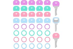 Lnngub 40 Stück Silikon Schlüsselkappen, 20 Runde Schlüsselkappen und 20 Halbrunde Schlüsselkappen Set 4 Farben Schlüsselabdeckungen zur Schlüsselidentifizierung (Blau, Rosa, Grün, Lila)