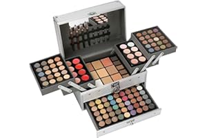 BRILLIANTDAY Trousse Trucchi Donna, Trousse Trucchi Ragazza, 132 Colore Palette di Ombretti per Trucco, Trucchi Tutto in Uno Tavolozza Completo Valigetta con Ombretto, Gloss, Rossetti e Polveri Viso
