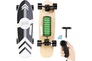 ‎CAROMA Caroma Elektro Skateboard mit kabelloser Fernbedienung, 20KM/H Höchstgeschwindigkeit, 10–12KM Reichweite, Belastung bis zu 100KG, Elektrisches Skateboard für Teenager Erwachsene