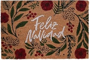 PLUS HOME Felpudo de Navidad con Fibra Coco. 60 * 40 * 1.5cm.Florrojo 60 * 40 * 1.5cm