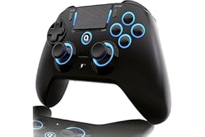 QRD Spark N5 Wireless Controller für PS4 Pro Slim PS3 PS2 Steam Deck PC Windows Mac iOS Android TV Box, Halleffect Gamepad Joystick mit Lautsprecher + Mikrofon, Makro N1 + N2, Turbo-Beschleunigung