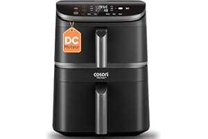 COSORI Air Fryer Turbo Tower 10,8L, Friteuse Sans Huile à 2 Tiroirs, 3 Niveaux Cuisson,6-en-1,Design compact et Empilable,41 Pour Cent Moins Large que les Double Airfryer Traditionneles,20+ Recettes