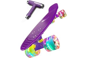 D DELEVEN Deleven Monopatín 56cm con Ruedas LED, Herramienta de Skate y Rodamientos ABEC 7 - Skateboard para Niños Principiantes Adolescentes Adultos