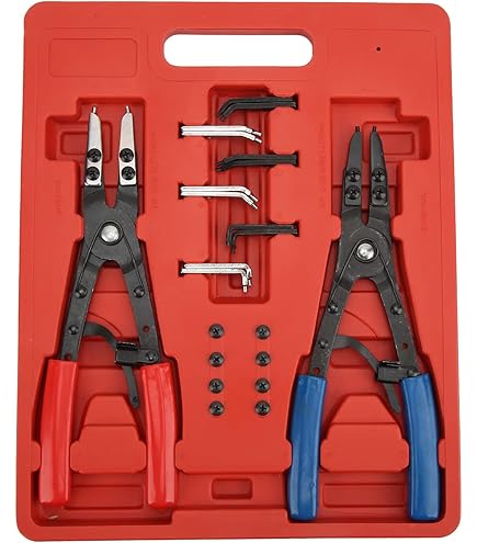 ABN Snap Ring Pliers Set – 16 Inch Internal External Snap Ring Pliers Circlip Pliers with Straight and Angled Jaws