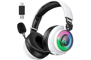Buwnia Wireless Gaming Headset for PS5 PS4 PC Switch - 2.4GHz USB-A/C Dongle & Bluetooth 5.3, 7.1 Surround Sound, 40H Battery, Noise-Cancelling Mic, RGB Lighting, Compatible with Laptop Mac Mobile