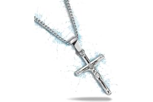 VENTR 2MM Mens Crucifix Necklace For Men Silver Cross Necklace Men | Cross Chain For Mens Cross Necklace | Crucifix Pendant Men's Necklaces Gold Cross Silver Necklace Cross Pendant