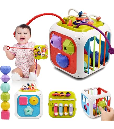 Giocattolo Montessori Per Bambini - Tavola Delle Attività Con Forme Piramide, Chiusure, Interruttori E Luci