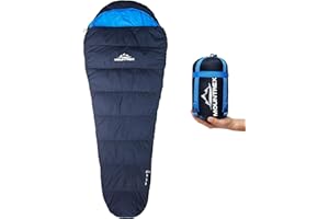 MOUNTREX® Schlafsack - Kleines Packmaß & Ultraleicht (760g/1500g) - Outdoor Sommerschlafsack (100GSM) / 3-4 Jahreszeiten (300GSM) Mumienschlafsack – Camping, Reise, Festival – Warm und Koppelbar