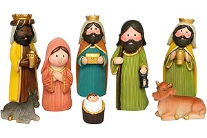 BEST&FREE Belén Infantil de Navidad Completo con 8 Figuras de 9 cm | Portal para Nacimiento Navideño Ideal para Decorar y Completar tu Escena