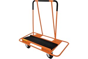 MONSTER RACKING Plasterboard Trolley Dry Wall Cart Sheetrock Board Sheet Material Carrier Dolly Transporter 1000kg 2200lbs Heavy Duty Steel 2 Fixed & 2 Swirl Wheels 2 Breaks Foam Handle Non Slip Rubber Matting