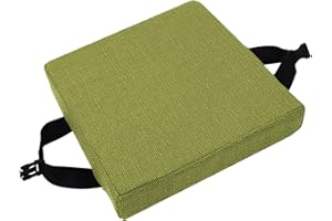 Waigg Kii Cuscino per sedia con fibbia antiscivolo, quadrato, per sedie da pranzo, sgabelli, per giardino/interni/casa/cucina (30 x 30 x 3 cm, verde)