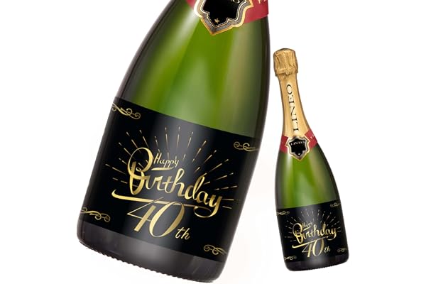 Étiquette de bouteille d'anniversaire 2 pièces; Étiquette Joyeux Anniversaire pour bouteilles de champagne et de vin, autocollante; Cadeau d'anniversaire pour homme et femme (40e anniversaire)