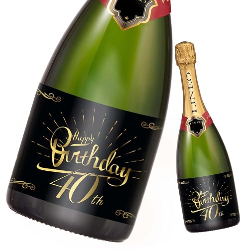 Flaschenetikett 40. Geburtstag, 2 Stück