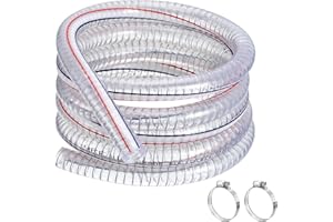QUARKZMAN Tube en PVC Renforcé Par Un Fil D'Acier Flexible de 3/4" de Diamètre Intérieur et de 5 Pieds de Long, Résistant aux Produits Chimiques et à L'Aspiration.