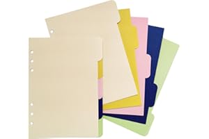 DY.2ten 10 Fogli Divisori per Raccoglitori Ad Anelli A5 in Carta, Divisorio Pagina Indice Tab, Cartoncini Separatori a Colori，per 6 Fori Quaderni ad Anelli, per Scuola o Ufficio