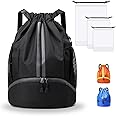 Grantop Drawstring Gym Bag,Waterproof Sport Gym Sack Bag,Oxford PE Bag with Shoe Compartment for Sports,Holidays,School