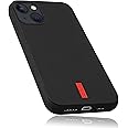 mumbi Hülle kompatibel mit iPhone 13 Mini Case Schutzhülle Handyhülle Tasche, schwarz mit rotem Streifen