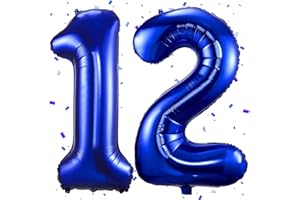 UDRKFOPK Dunkelblau Luftballon 12,Zahlen Luftballon Dunkelblau,40 Zoll Folienballon 1&2,Zahlenballon 12 Helium Ballon Luftballon 12 Geburtstag für 12th Geburtstagsdeko Mädchen Junge Jubiläum Party Deko