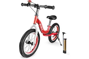 I BUY IT 14/16 Zoll Laufrad ab 3 4 5 6 7 Jahre Jungen Mädchen, Verstellbares Kinder Laufräder mit Bremse & Ständer, Kinderlaufrad ohne Pedale mit Luftreifen & Fußstütze