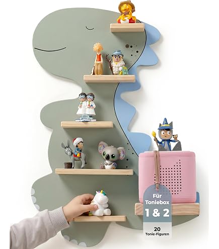 DRYSSON DIY Regal mit Wunschname zum bemalen Tipi Zelt Musikbox passend für die Tonie Box Tonieregal Tonieboxregal Kinder Baby Zimmer individuell Baby