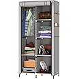 MY ARMOR 2-Door Foldable Wardrobe for Clothes/Cabinet/Multipurpose Storage Rack, Collapsible Fabric Wardrobe Organizer for Clothes, Grey (Plastic,Fabric) - 6 Shelfes Design