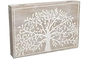 TIENDA EURASIA® Tapa de Contador de Luz Diseño Nórdico - Cubre Contador Eléctrico de Madera 46 x 7 x 32 cm (Árbol de la Vida)