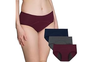 INNERSY Bragas Menstruales Mujer Cintura Baja Braguitas Algodón Ropa Interior de Protección 3 Pack