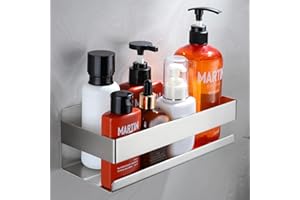 Cooeco Mensola Doccia, Portaoggetti Doccia Autoadesiva in Acciaio Inox, Porta Shampoo Doccia Design Minimalista - Facile Installazione Senza Forare Organizza i Tuoi Prodotti da Bagno e Cucina