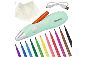 Westcott Airbrush Set für Kinder | Elektrischer Farbsprühstift im Starter-Set mit 12 Filzstiften und 19 Schablonen | Airbrush Fun zum Zeichnen und Malen | Mit Akku und USB-Ladegerät | E-16800 00