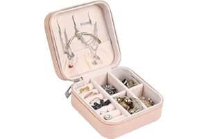 AiQInu Scatola Portagioie da Viaggio, Piccoli Porta Gioielli Donna, Portagioielli da Viaggio, Organizzatore Portagioie da Viaggio per Orecchini, Anelli, Gioielli