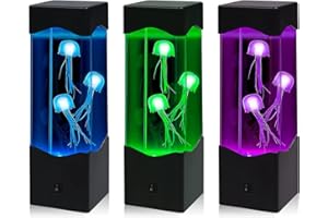 DoRight 1X Lampada per Meduse RGB Lampada da Tavolo per Acquario con Serbatoio Elettrico per Meduse USB Luce Notturna per Acquario 16 Luce Decorativa con 3 Meduse per Luce Notturna