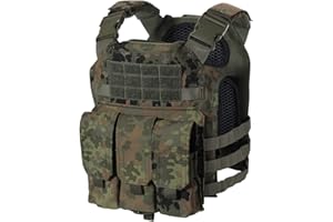 BEGADI Plate Carrier 'Universal', aus 500D Nylon, mit SAPI Dummys und Magazintasche - Flecktarn