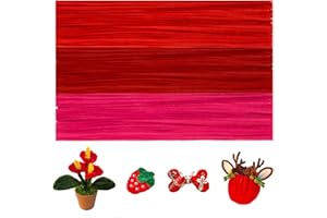 Uxreoib Lot de 300 cure-pipes en fil chenille - Fil de bricolage - Multicolore - 30 cm x 6 mm - Pour bricolage et décoration - Rouge