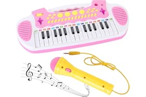 Love&Mini Piano Toy Keyboard for Kids - Birthday Gifts for 3 4 5 Years Old Girls Toys with 31 Keys and Microphone Musical Instrument Toys for Girls Gifts (Pink)