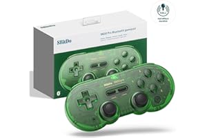 8BitDo SN30 PRO Manette de Jeu Bluetooth Compatible Avec Switch PC, Upgrade Hall Effect Joystick, Manette de Jeu Sans Fil pour PC, Windows, Android, macOS, Steam, Raspberry Pi (Vert Transparent)