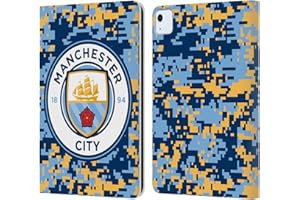 Head Case Designs Officially Licensed Manchester City Man City FC Brick Club Digital Camouflage Leather Wallet Case Compatible With Apple iPad Air 11 2020/2022/2024/2025