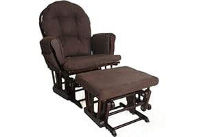 CSS Brown Maternity Nursing Glider Rocking Chair Gliding with Stool Wood Frame