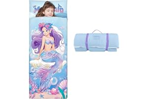 DECALSWEET Nap Mat Caldo per Bambini con Rimovibile Cuscino, Grande Sacco a Pelo Pieghevole per Ragazze Ragazzi, Nap Mats con Doppia Cerniera per Campeggio, Scuola Materna e Asilo, 150×60cm
