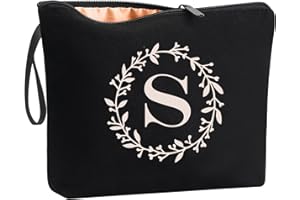 VivaJoy A-Z Gifts for Women Birthday Unique, Ladies Gifts Birthday Makeup Bags,Personalized Gifts, Birthday Gifts for Sister from Sister,Bride Gifts,Cosmetic Bags Gifts for Mum (S, Black)