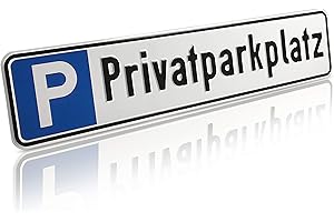‎BETRIEBSAUSSTATTUNG24 Betriebsausstattung24 Geprägtes Parkplatzschild aus Aluminium in Nummernschildform - Privatparkplatz - KFZ-Kennzeichen - für Ihren Parkplatz & Stellplatz - 52,0 x 11,0 cm